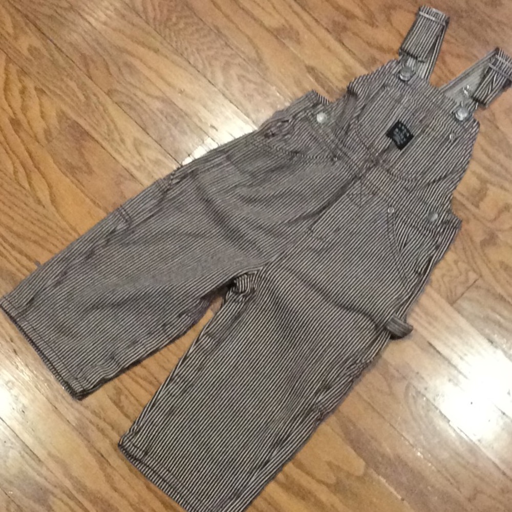Brown Railroad Stripe Overalls